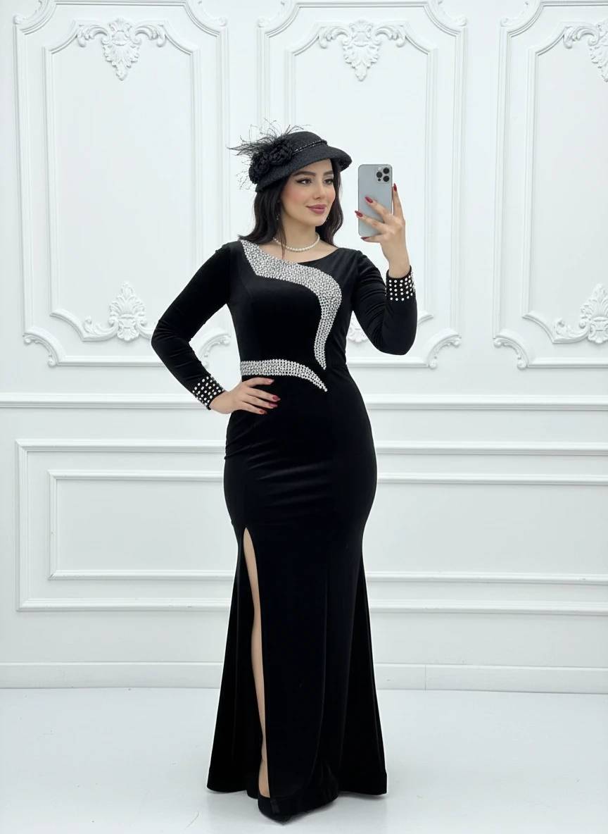 لباس مجلسی زنانه ، لباس ماکسی مجلسی مخمل درجه یک