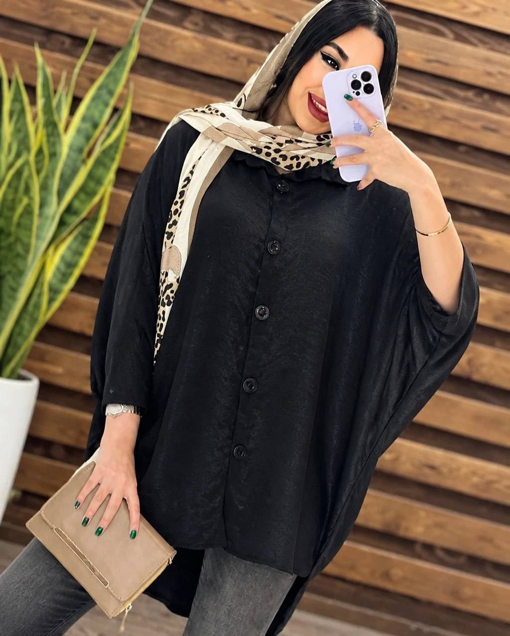 پانج زنانه ، شومیز پانچ زنانه ، شومیز مانتویی مشکی