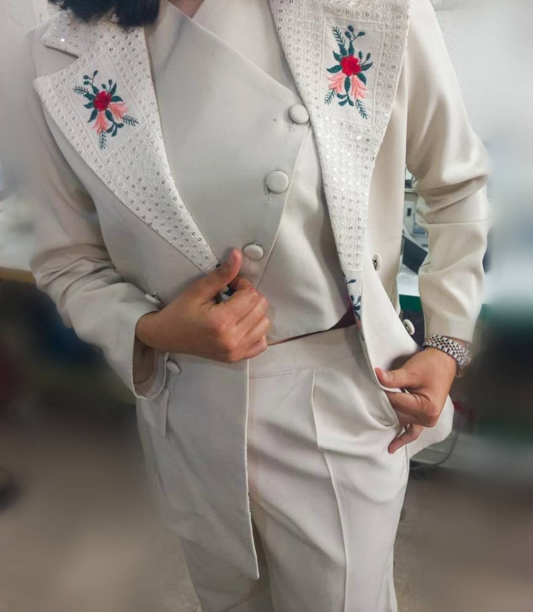 ست کت و شلوار مزونی زنانه ، ست کت و شلوار مجلسی زنانه ، ست سه تیکه کت و شلوار و جلیقه مجلسی زنانه