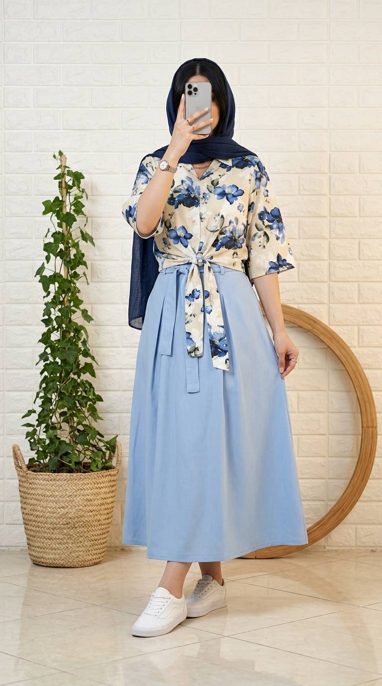 ست شومیز و دامن زنانه ، ست شومیز گره ای و دامن زنانه