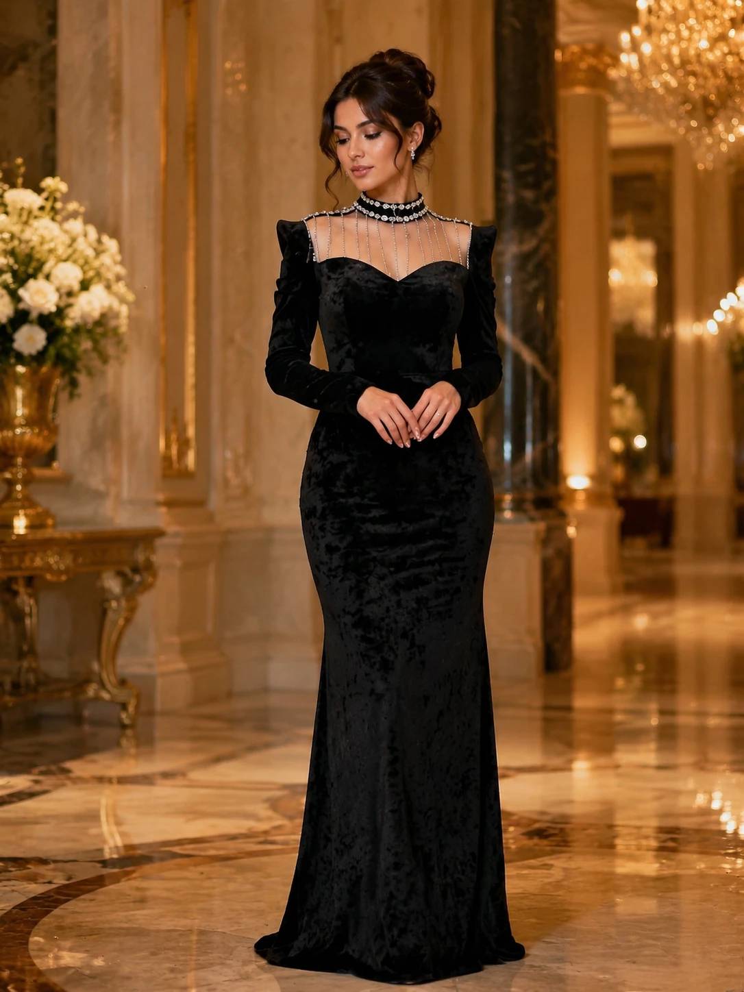 لباس مجلسی زنانه جنس مخمل درجه یک