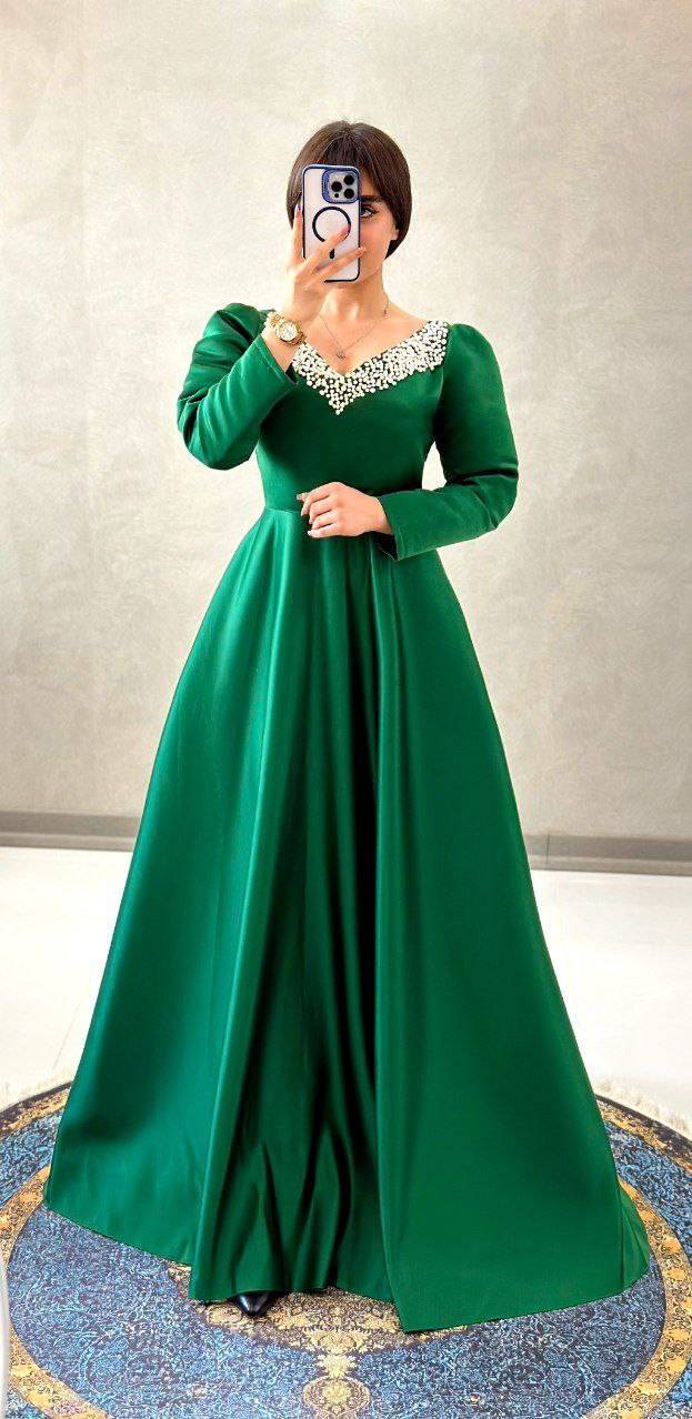 لباس مجلسی زنانه ، لباس مجلسی پوشیده زنانه جنس ساتن درجه یک