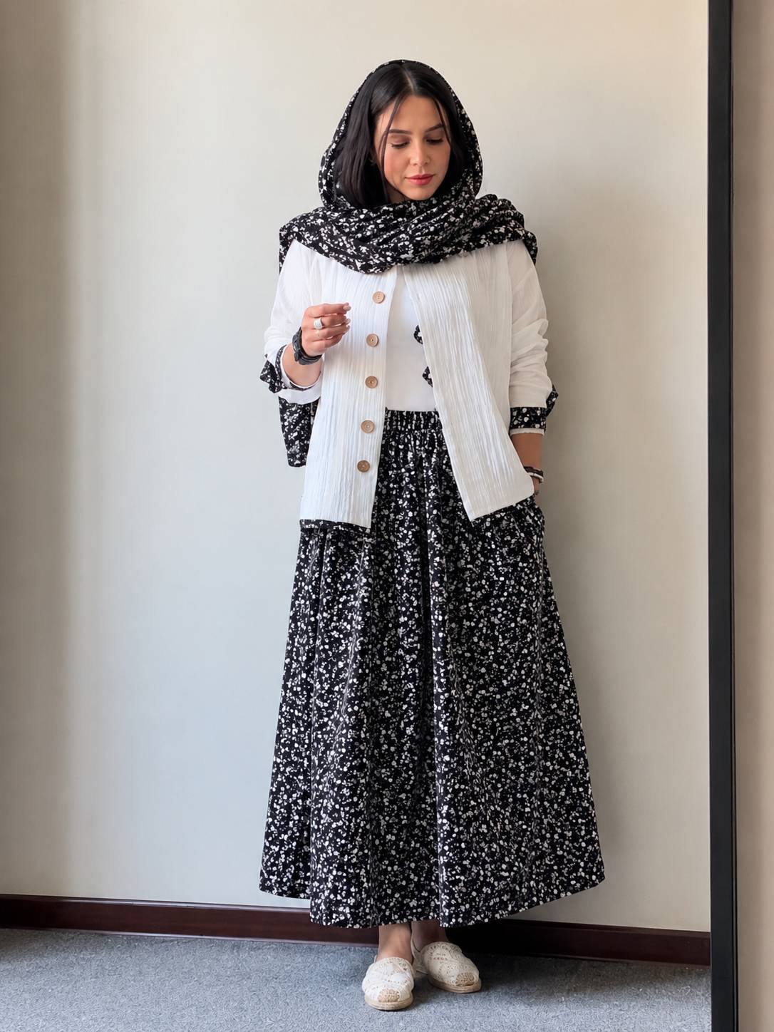 لباس زنانه ، ست دوتیکه پیراهن و دامن گلدار ، ست شومیز و دامن تابستانه