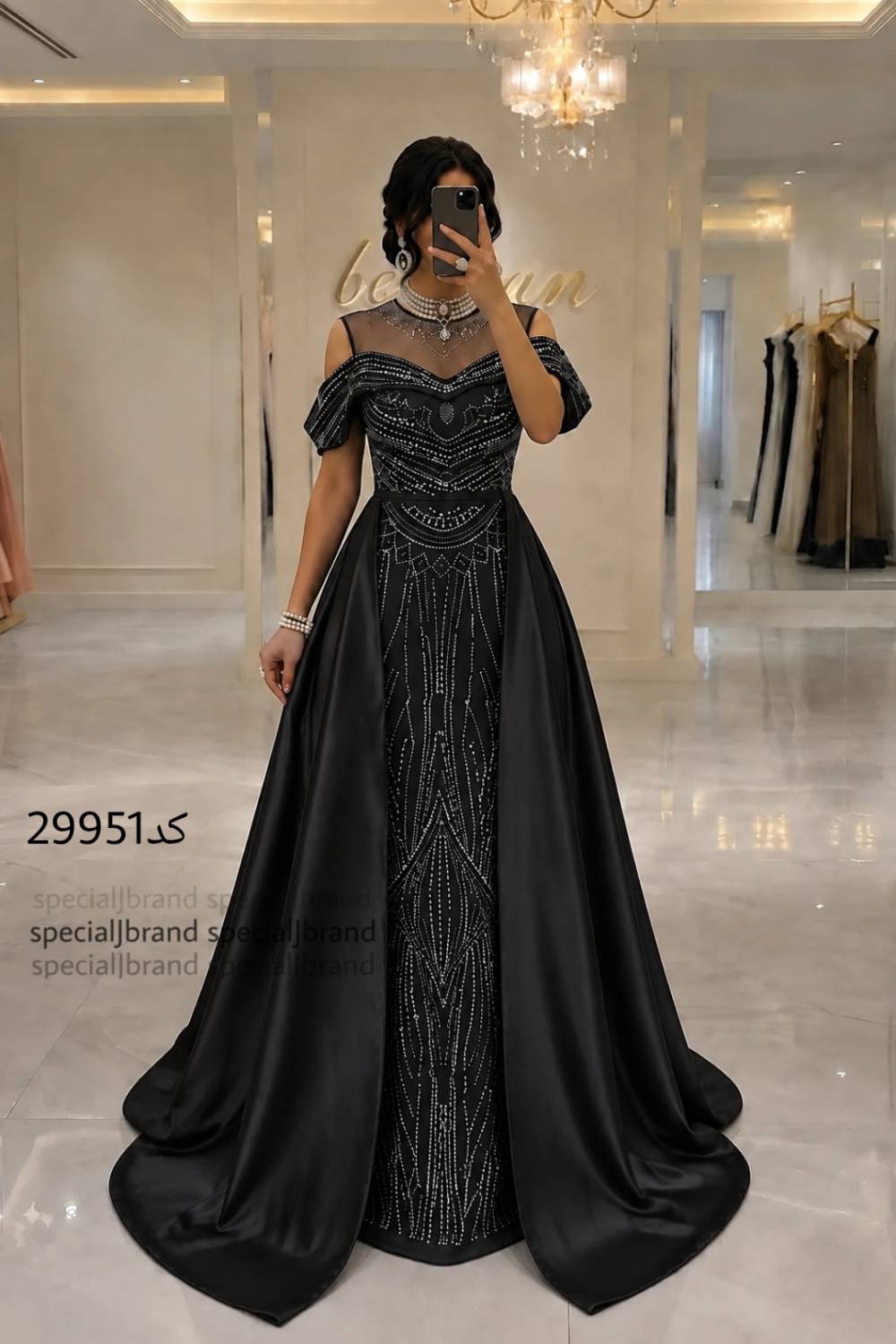 لباس مجلسی دنباله دار زنانه ، لباس زنانه پرنسسی ، لباس مجلسی سنگ و نگینی