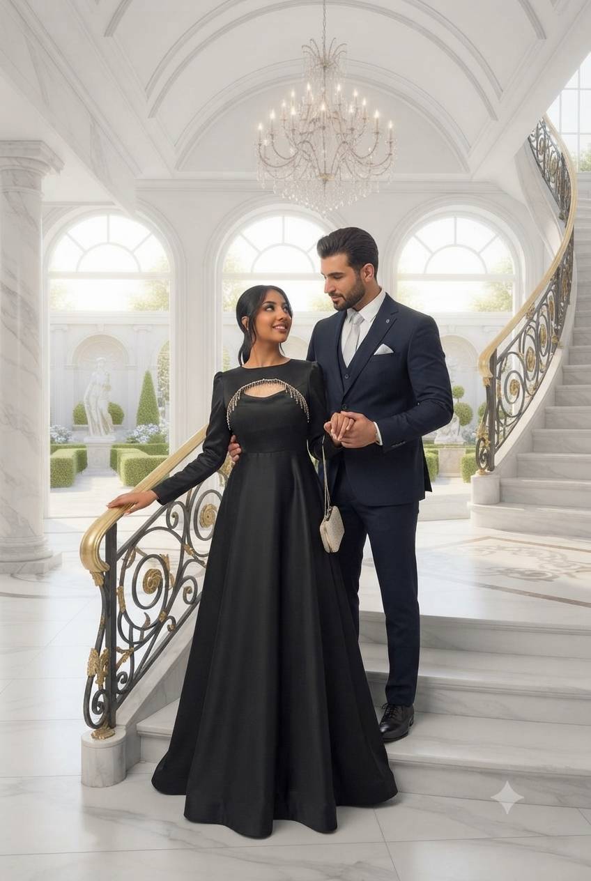 لباس مجلسی زنانه مشکی بلند و محجبه و پرنسسی